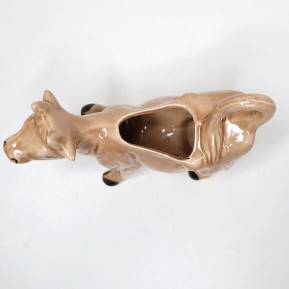 Vintage Kenmar Brown Cow w/ Brass Bell  Farmhouse Kitsch MCM Japan Ceramic Jug - Picture 3 of 10